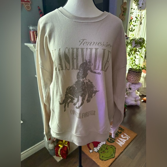 Cream Nashville Graphic Women Sweater - Picture 2 of 2